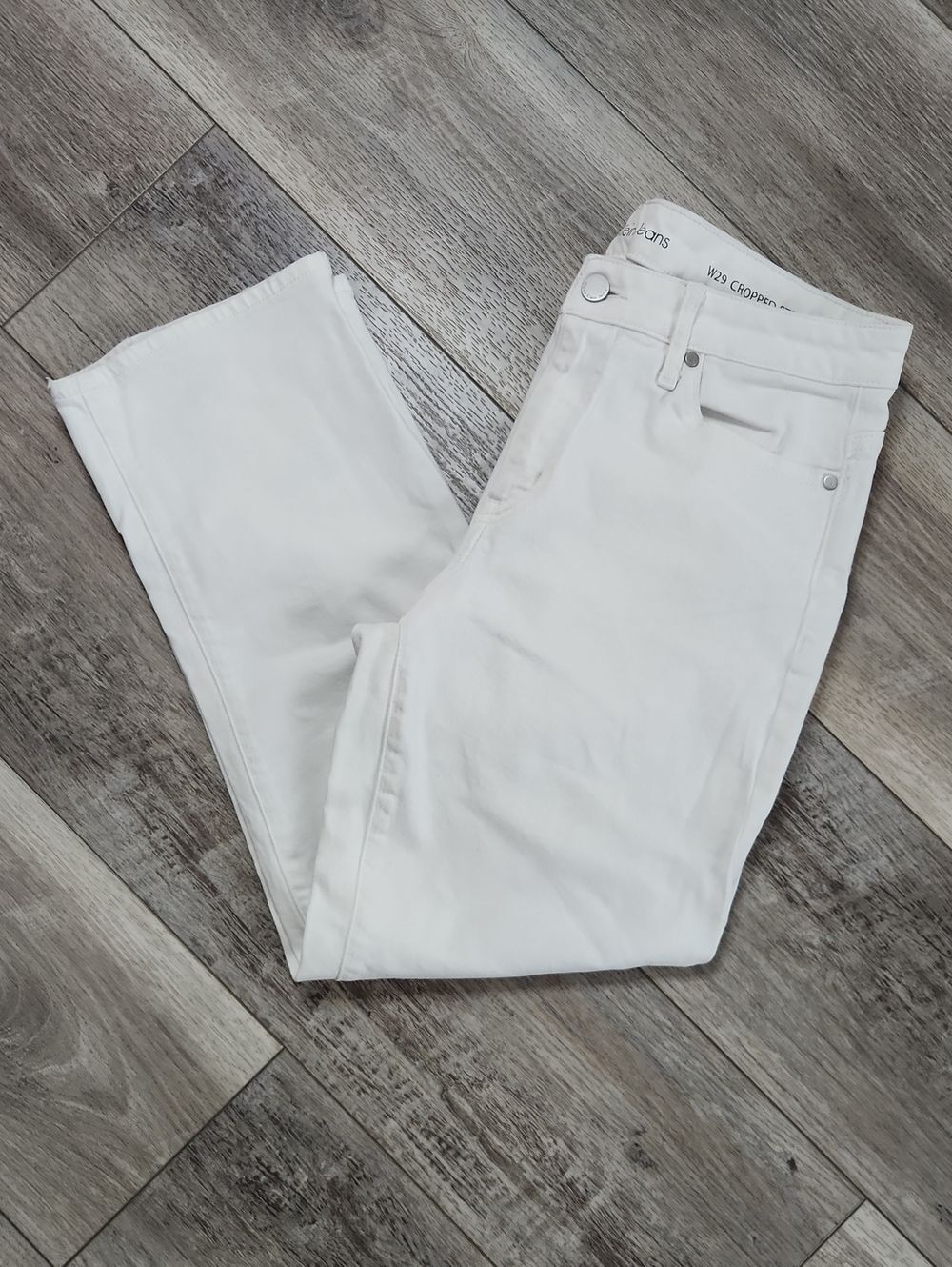 Calvin Klein White High-Rise Cropped Straight Jeans W29